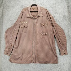 Knockout Shirt Mens 6XLB Brown Striped Long Sleeve Button Up